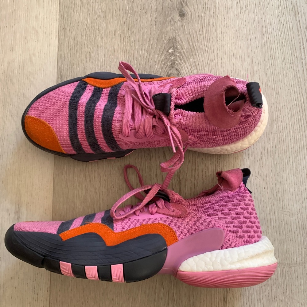 Adidas Trae Young 1 Pink Orange Black Primeknit Basketball Shoes Sneakers 9.5
